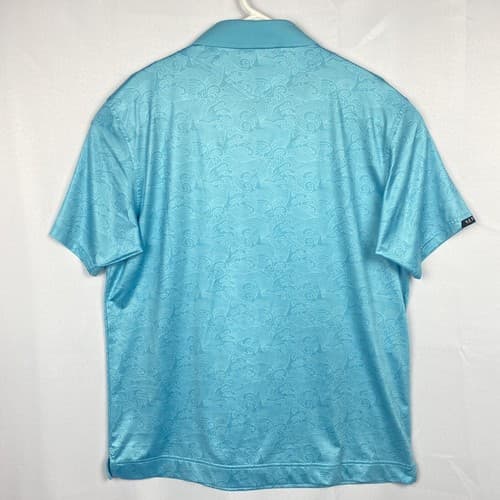 Reflo Golf Polo Shirt Icons Series Mens XL Blue Wave Geometric Short Sleeve EUC - Thumbnail 3