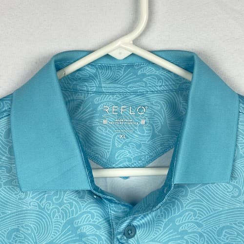 Reflo Golf Polo Shirt Icons Series Mens XL Blue Wave Geometric Short Sleeve EUC - Thumbnail 9
