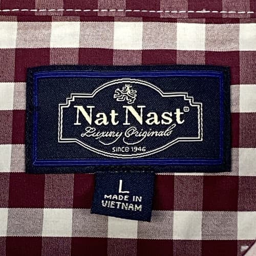 Nat Nast Shirt Mens Large Purple Gingham Plaid Long Sleeve Button Down Cotton - Thumbnail 9