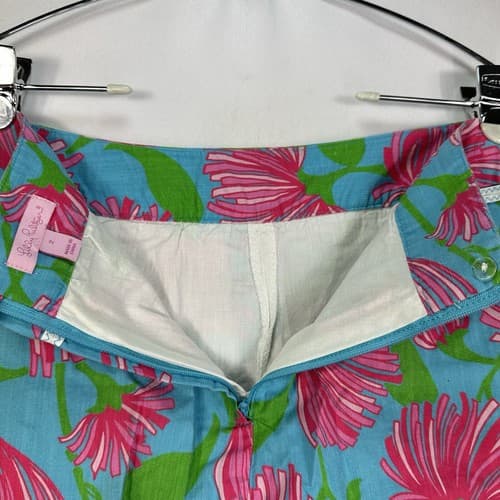 Lilly Pulitzer Womens Skort Size 2 Originals Aqua Short Skirt Pink Blue Floral - Thumbnail 3