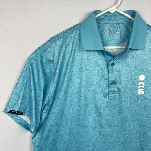 Reflo Golf Polo Shirt Icons Series Mens XL Blue Wave Geometric Short Sleeve EUC - Thumbnail 6