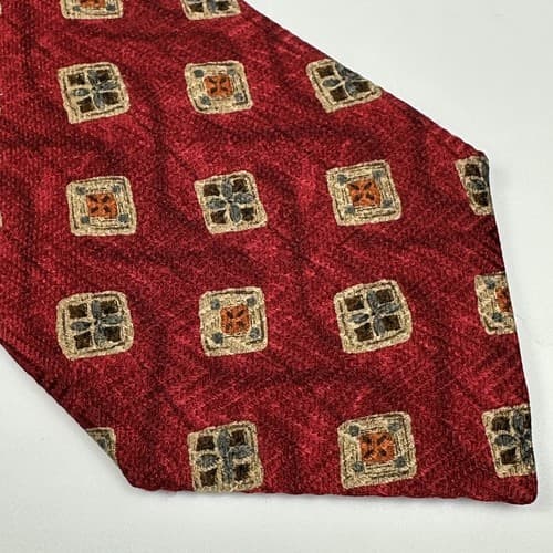 ROBERT TALBOTT Best of Class Mens Silk Tie Designer Red Geometric Medallions - Thumbnail 3