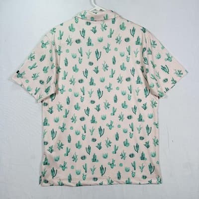 Bad Birdie Golf Polo Shirt Mens Large Pink Green Cactus Thorn In Your Side NEW - Thumbnail 3