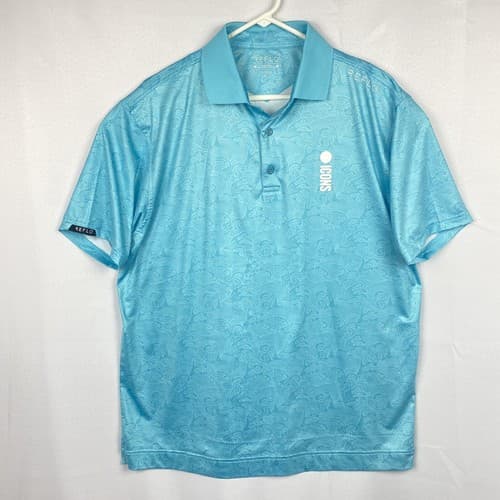 Reflo Golf Polo Shirt Icons Series Mens XL Blue Wave Geometric Short Sleeve EUC - Thumbnail 2
