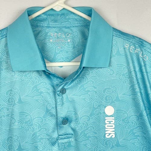 Reflo Golf Polo Shirt Icons Series Mens XL Blue Wave Geometric Short Sleeve EUC - Thumbnail 8