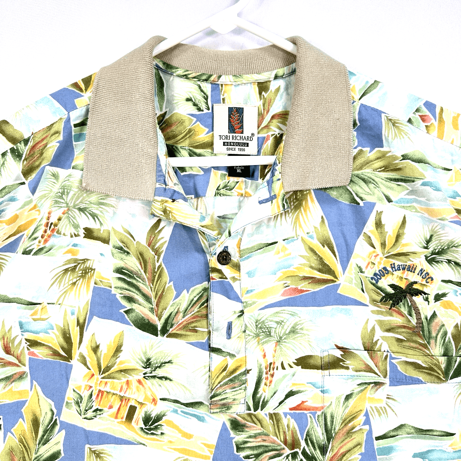 Vintage Tori Richard Polo Shirt Mens XL Hawaiian Multicolor Floral Short Sleeve - Image 1