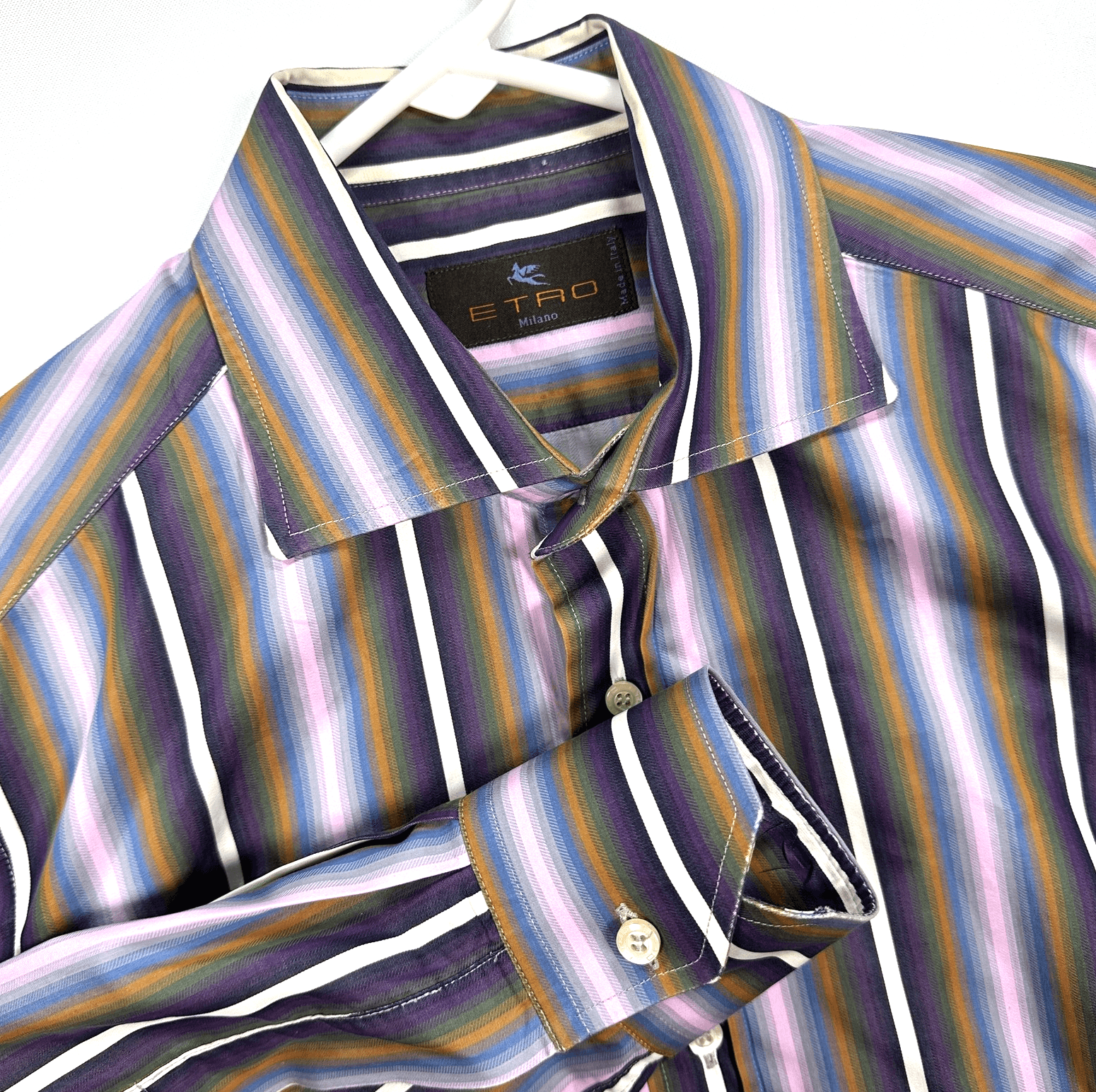 Etro Designer Shirt Mens 39 - Medium Multicolor Striped Button Up Made in Italy - Image 1