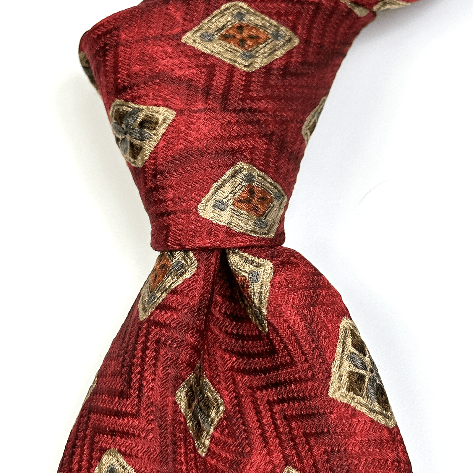 ROBERT TALBOTT Best of Class Mens Silk Tie Designer Red Geometric Medallions - Image 1
