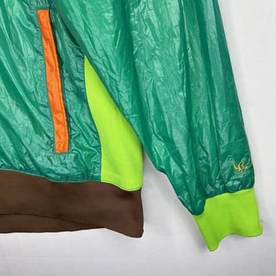 Sabit Tanoshinde Mens 3X Hooded Windbreaker Jacket Green Purple Streetwear Zip - Thumbnail 3