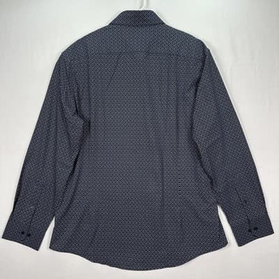 Mizzen Main Leeward Dress Short Mens 2XL Navy Geometric Trim Fit Long Sleeve NEW - Thumbnail 3