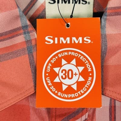 Simms Outpost Shirt Mens Medium Red Plaid Long Sleeve Button Fishing Outdoor NEW - Thumbnail 5