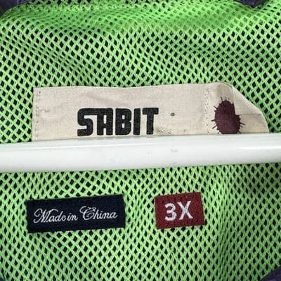 Sabit Tanoshinde Mens 3X Hooded Windbreaker Jacket Green Purple Streetwear Zip - Thumbnail 7