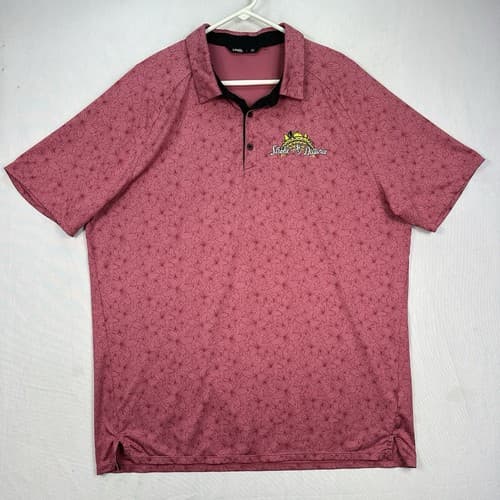 UNRL Golf Polo Shirt Mens Sz XL Red Floral Stretch Performance Short Sleeve Logo - Thumbnail 2
