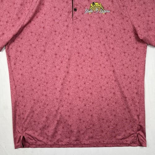 UNRL Golf Polo Shirt Mens Sz XL Red Floral Stretch Performance Short Sleeve Logo - Thumbnail 4
