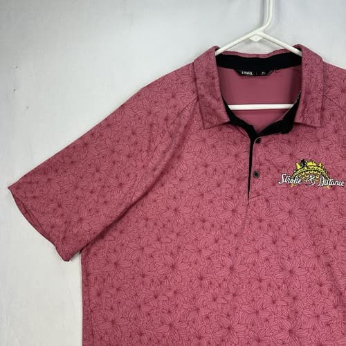 UNRL Golf Polo Shirt Mens Sz XL Red Floral Stretch Performance Short Sleeve Logo - Thumbnail 6