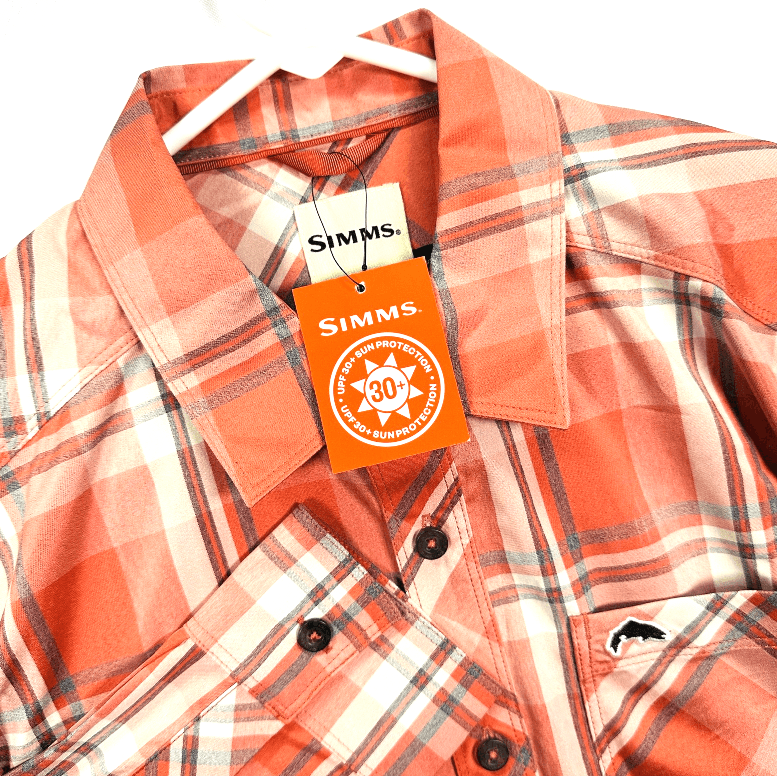 Simms Outpost Shirt Mens Medium Red Plaid Long Sleeve Button Fishing Outdoor NEW - Image 1