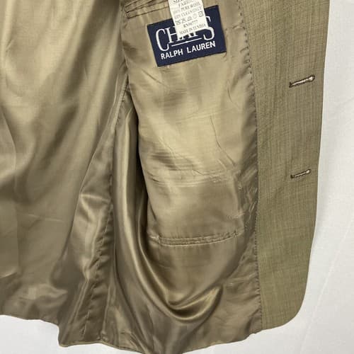 Chaps Ralph Lauren Mens 40 L Sport Coat Blazer Wool Tan Suit Jacket 3-Button - Thumbnail 9