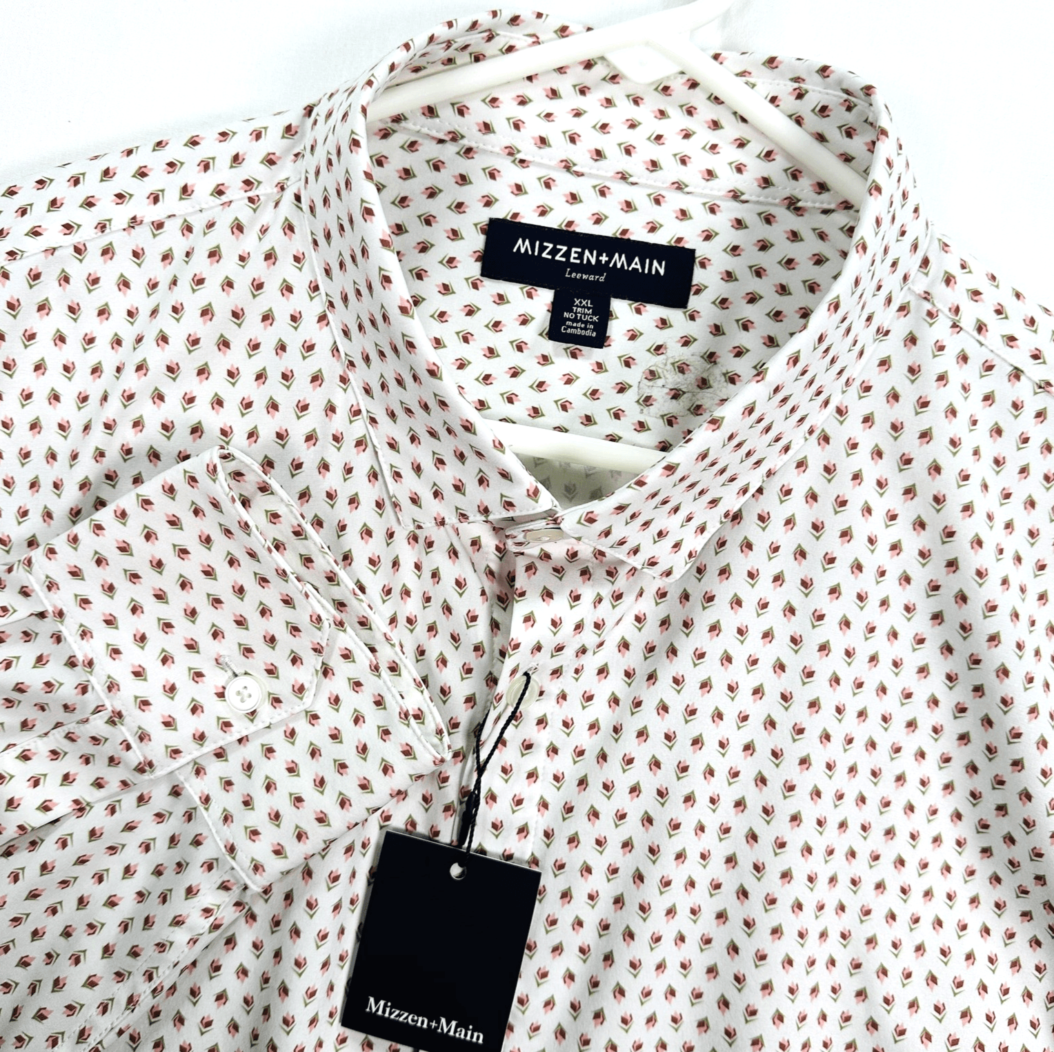 Mizzen Main Leeward Shirt Mens 2XL Wine Todos Plaid Trim Fit Button Down NEW - Thumbnail 2