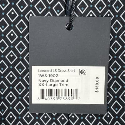 Mizzen Main Leeward Dress Short Mens 2XL Navy Geometric Trim Fit Long Sleeve NEW - Thumbnail 5