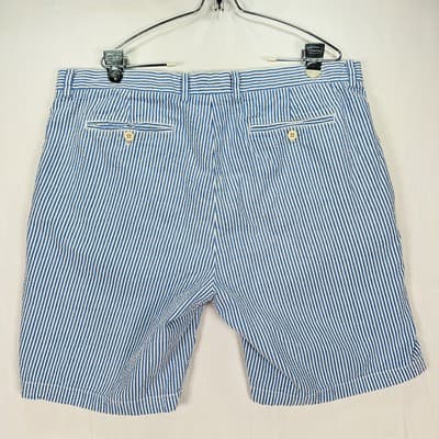 Vineyard Vines Breaker Shorts Mens 38 Blue White Seersucker Stripe Cotton 8" - Thumbnail 2