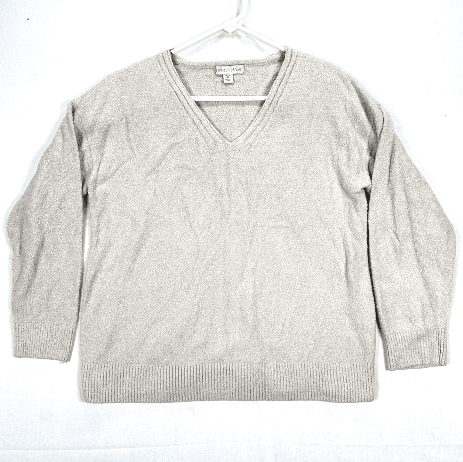 Barefoot Dreams CozyChic Lite Sweater Womens Petite Medium Gray V Neck Pullover - Image 1