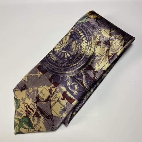 Vintage Christian Dior Monsieur Silk Floral Watercolor Tie Multicolor Abstract - Thumbnail 6
