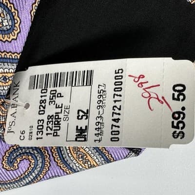 Jos. A. Bank 100% Silk Tie Mens Purple Paisley Woven Classic Italy Necktie NEW - Thumbnail 6