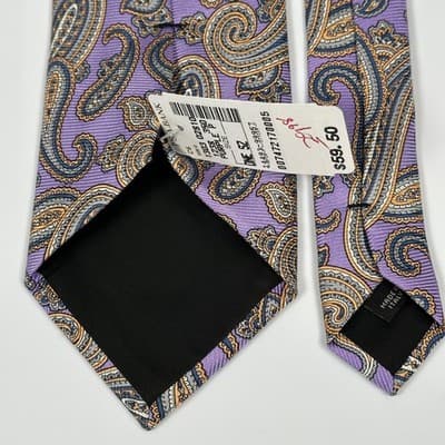 Jos. A. Bank 100% Silk Tie Mens Purple Paisley Woven Classic Italy Necktie NEW - Thumbnail 2
