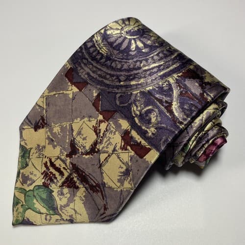 Vintage Christian Dior Monsieur Silk Floral Watercolor Tie Multicolor Abstract - Thumbnail 5