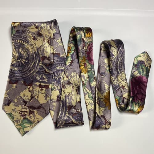Vintage Christian Dior Monsieur Silk Floral Watercolor Tie Multicolor Abstract - Thumbnail 7