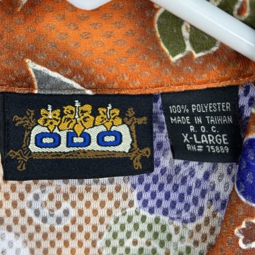 ODO Hawaiian Shirt Mens XL Multicolor Flora Button Up Mesh Short Sleeve Hibiscus - Thumbnail 5