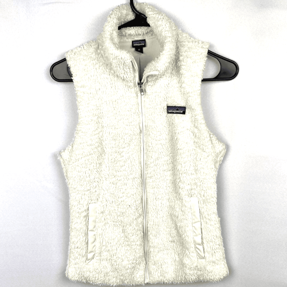 Patagonia Los Gatos Vest Womens XS White Full Zip High Pile Fleece Front Pockets - Image 1