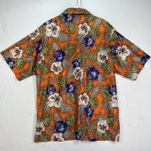 ODO Hawaiian Shirt Mens XL Multicolor Flora Button Up Mesh Short Sleeve Hibiscus - Thumbnail 2
