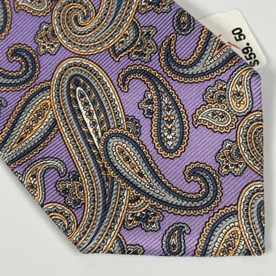 Jos. A. Bank 100% Silk Tie Mens Purple Paisley Woven Classic Italy Necktie NEW - Thumbnail 4