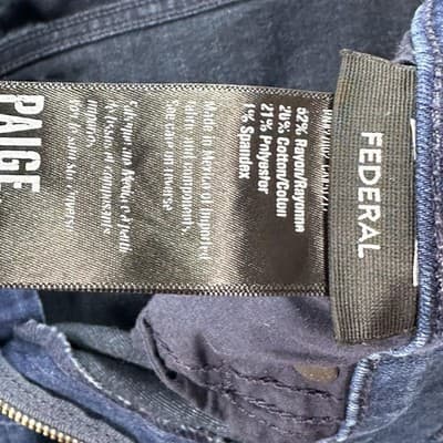 Paige Federal Jeans Mens 38 x 33 Blue Slim Straight Clarington Dark Wash - Thumbnail 6