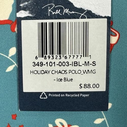 NEW William Murray Golf Holiday Chaos Polo Shirt Small Blue Xmas Short Sleeve - Thumbnail 8
