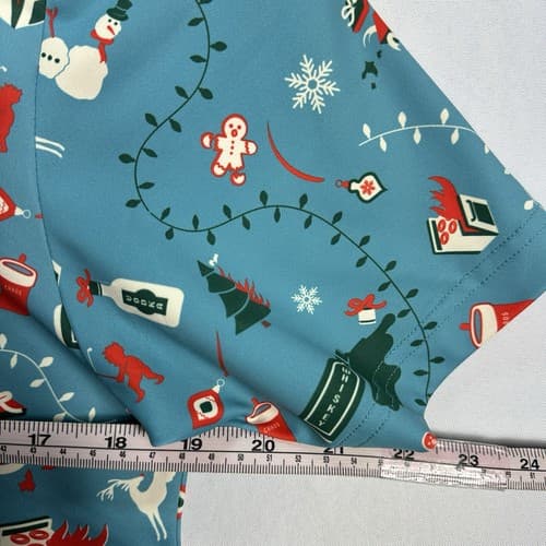 NEW William Murray Golf Holiday Chaos Polo Shirt Small Blue Xmas Short Sleeve - Thumbnail 14