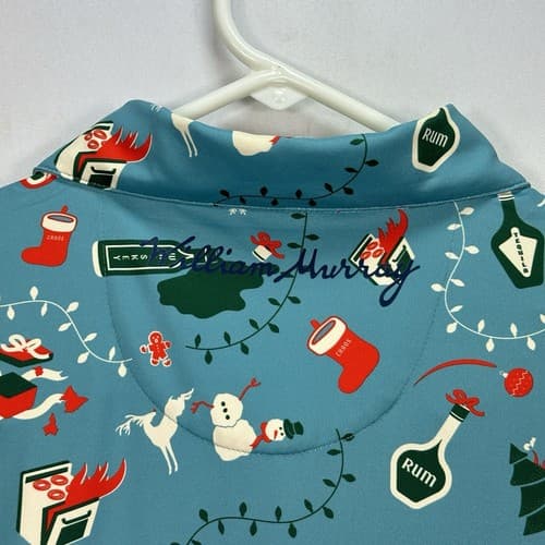 NEW William Murray Golf Holiday Chaos Polo Shirt Small Blue Xmas Short Sleeve - Thumbnail 13