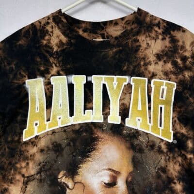 Aaliyah Long Sleeve T-Shirt Womens Medium Black Tie Dye Crewneck Graphic Tee - Thumbnail 5