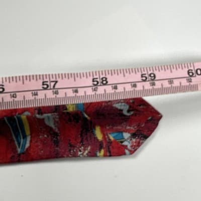 Brioni Mens 100% Silk Tie Red Boat Lake Swan Duck Novelty Nautical Necktie Italy - Thumbnail 8