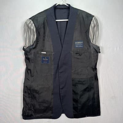 Brooks Brothers Blazer Mens 44L Navy Blue Madison Ethomas Wool Suit Jacket Italy - Thumbnail 8