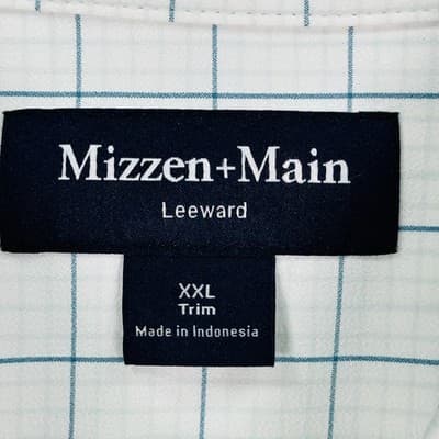 Mizzen Main Leeward Dress Shirt Mens 2XL White Tattersall Trim Long Sleeve NEW - Thumbnail 7