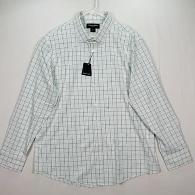 Mizzen Main Leeward Dress Shirt Mens 2XL White Tattersall Trim Long Sleeve NEW - Thumbnail 2