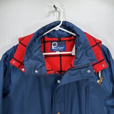 Vintage Penfield Parka Jacket Mens Large Blue Fleece Lined Zip Hooded USA 78421 - Thumbnail 3