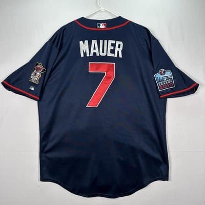 2010 Joe Mauer Jersey Minnesota Twins Mens 56 Navy MLB Baseball Patch Majestic - Thumbnail 2