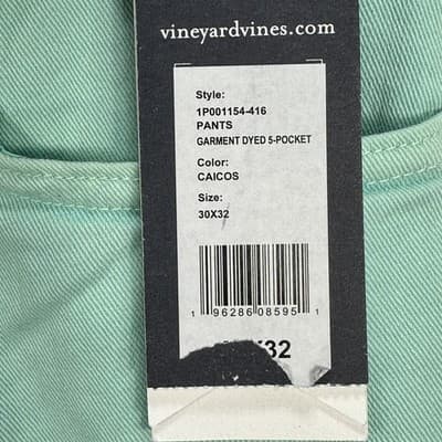 NEW Vineyard Vines Mens 30x32 Garment Dyed 5-Pocket Pants Caicos Green - Thumbnail 8