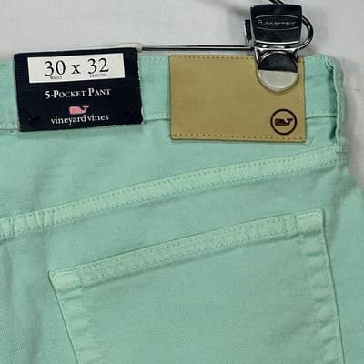 NEW Vineyard Vines Mens 30x32 Garment Dyed 5-Pocket Pants Caicos Green - Thumbnail 13