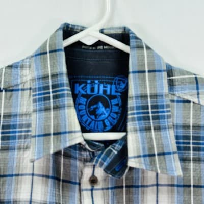 Kuhl Response Shirt Mens Small Blue Gray Plaid Short Sleeve Button Front Outdoor - Thumbnail 4
