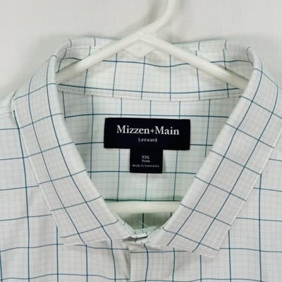 Mizzen Main Leeward Dress Shirt Mens 2XL White Tattersall Trim Long Sleeve NEW - Thumbnail 6