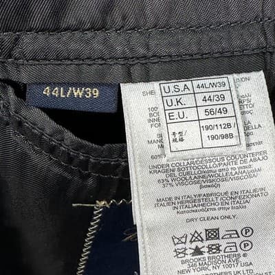 Brooks Brothers Blazer Mens 44L Navy Blue Madison Ethomas Wool Suit Jacket Italy - Thumbnail 10